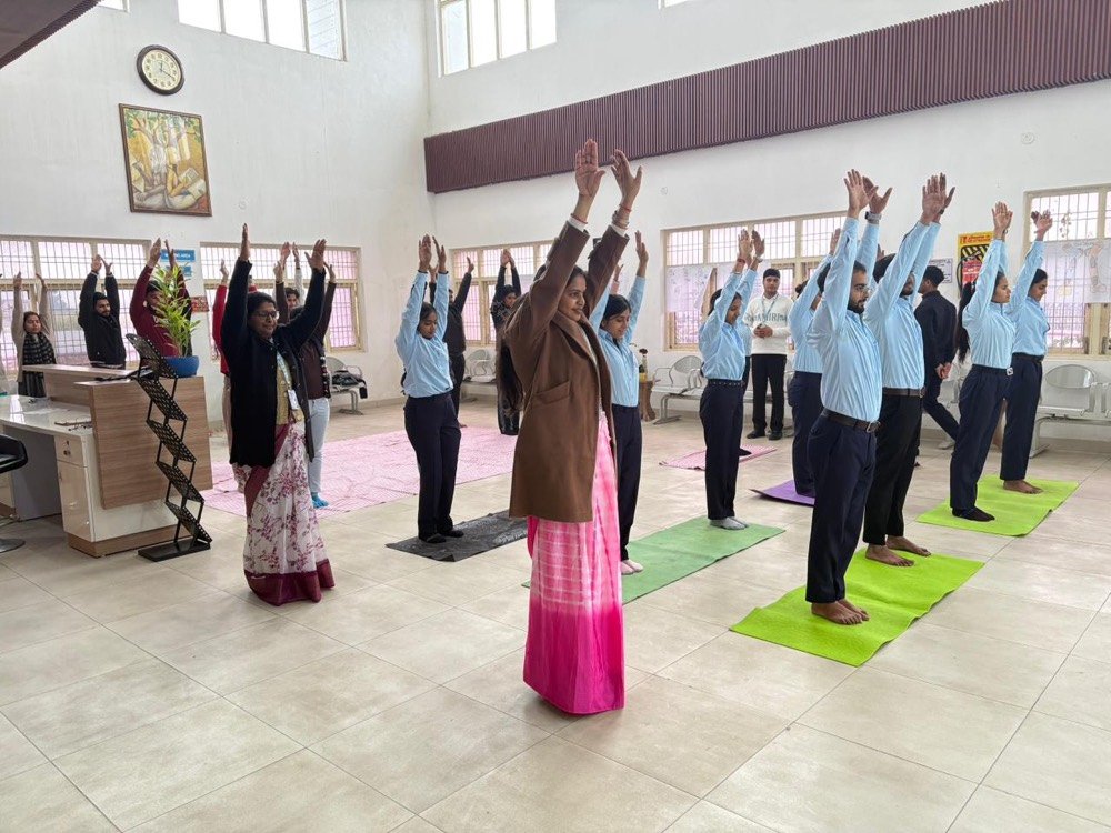 Students at a campus yoga session